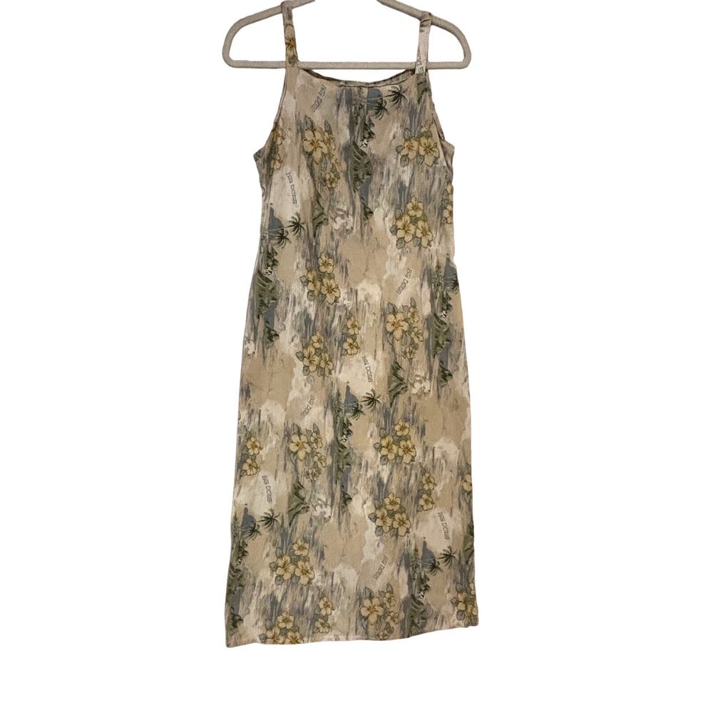 VTG 80s sz M Mary Jane Long Spaghetti Strap Summer‎ Sun Dress Hawaiian Big Dogs